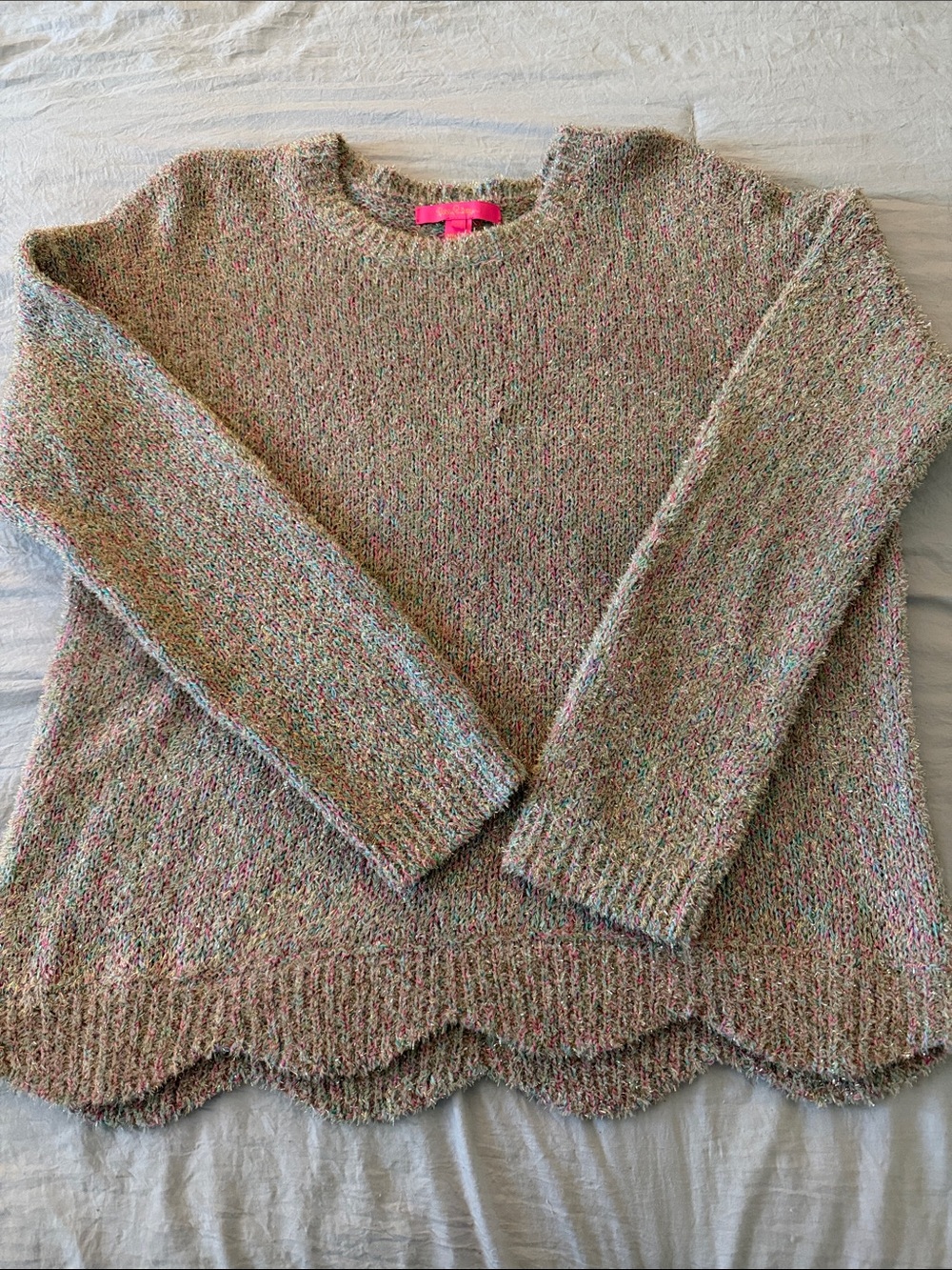 Lilly Pulitzer Multicolor Metallic Scallop-Hem Crewneck Sweater